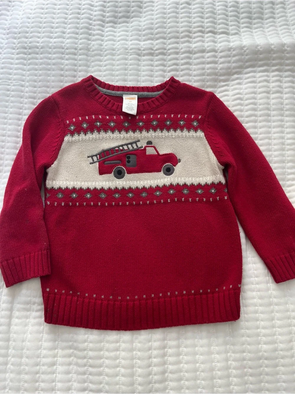Gymboree Red Sweater with Fire Truck